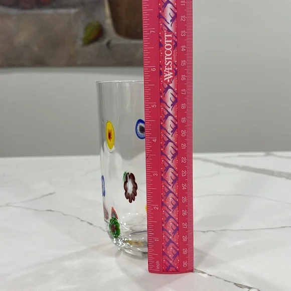 Millefiori Clear Drinking Glass With Colorful Accents - Picture 11 of 11